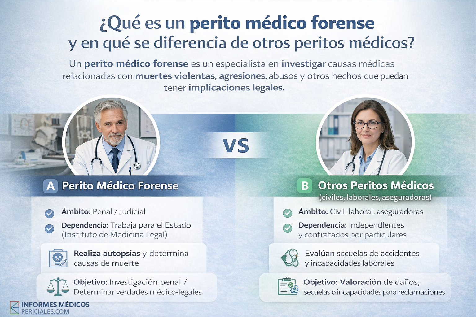 ¿Qué es un perito médico forense y en qué se diferencia de otros peritos médicos?