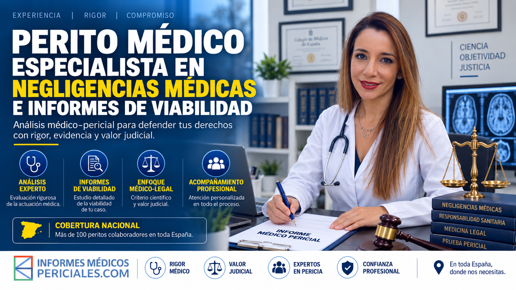 Perito médico especialista en negligencias médicas e informes de viabilidad con cobertura nacional.