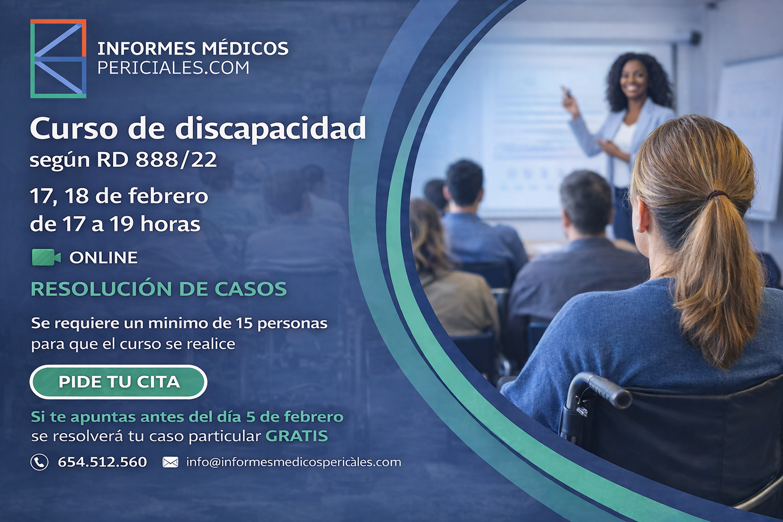 Curso de discapacidad RD 888/22 online (EN DIRECTO) — 17 y 18 de febrero de 2026 · 17:00–19:00