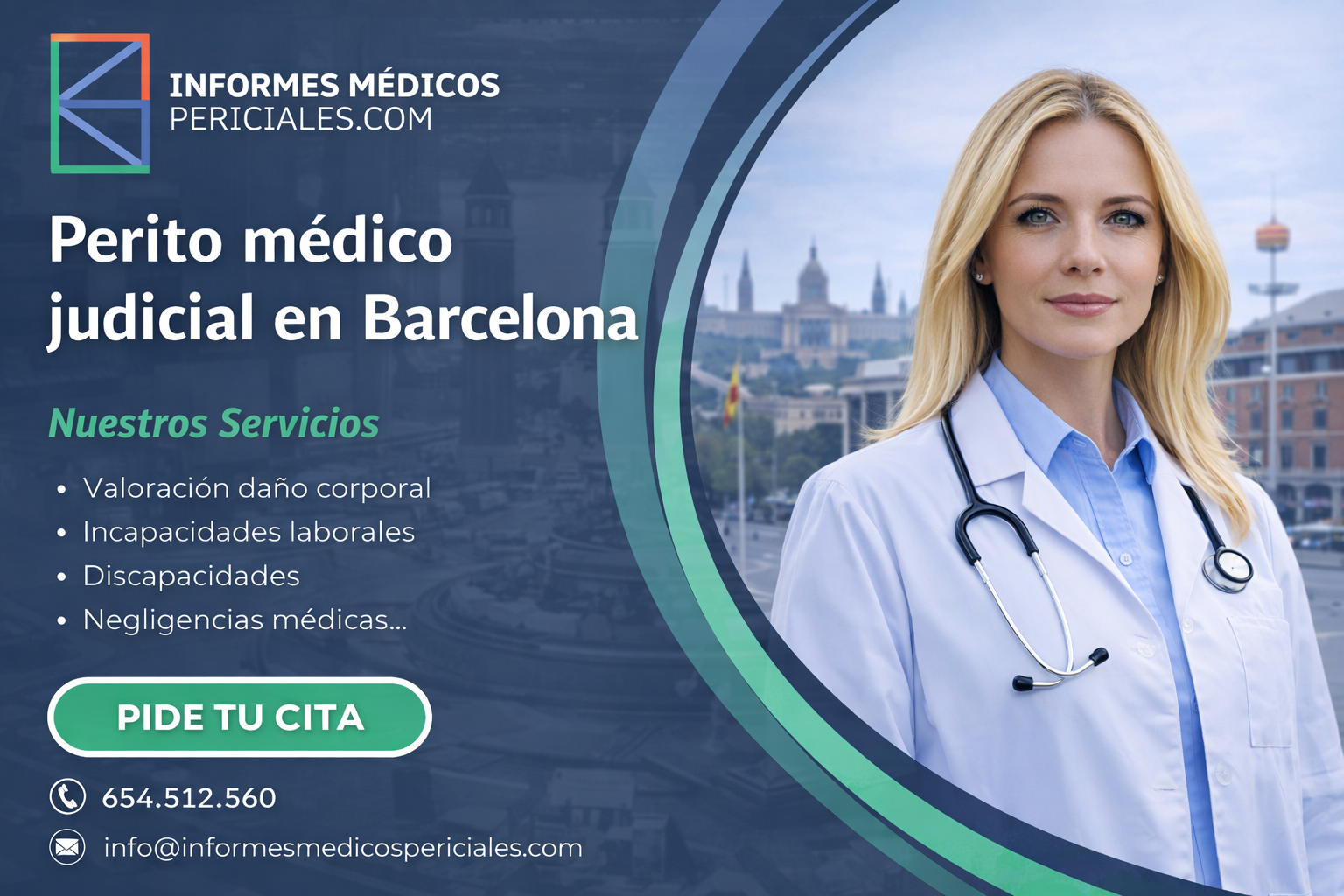 Perito médico judicial en Barcelona: informe pericial, ratificación en juicio y valoración del daño. Expertos en peritaje médico para casos civiles, penales y laborales.