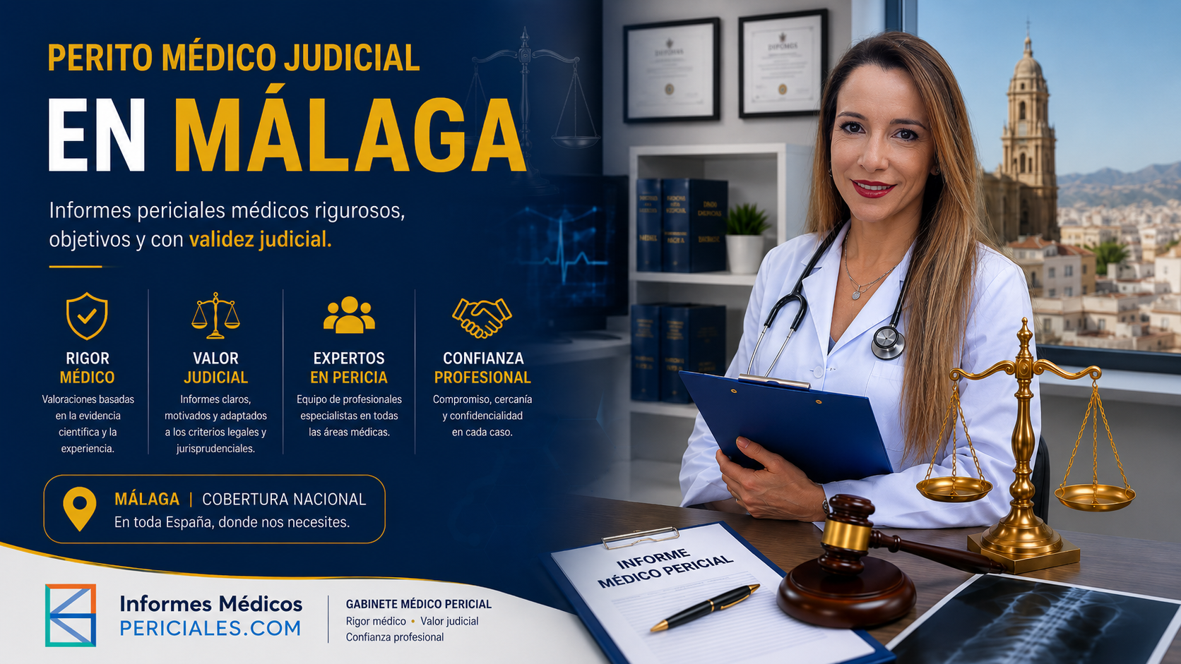 Perito médico judicial en Málaga elaborando informes médicos periciales para procedimientos judiciales