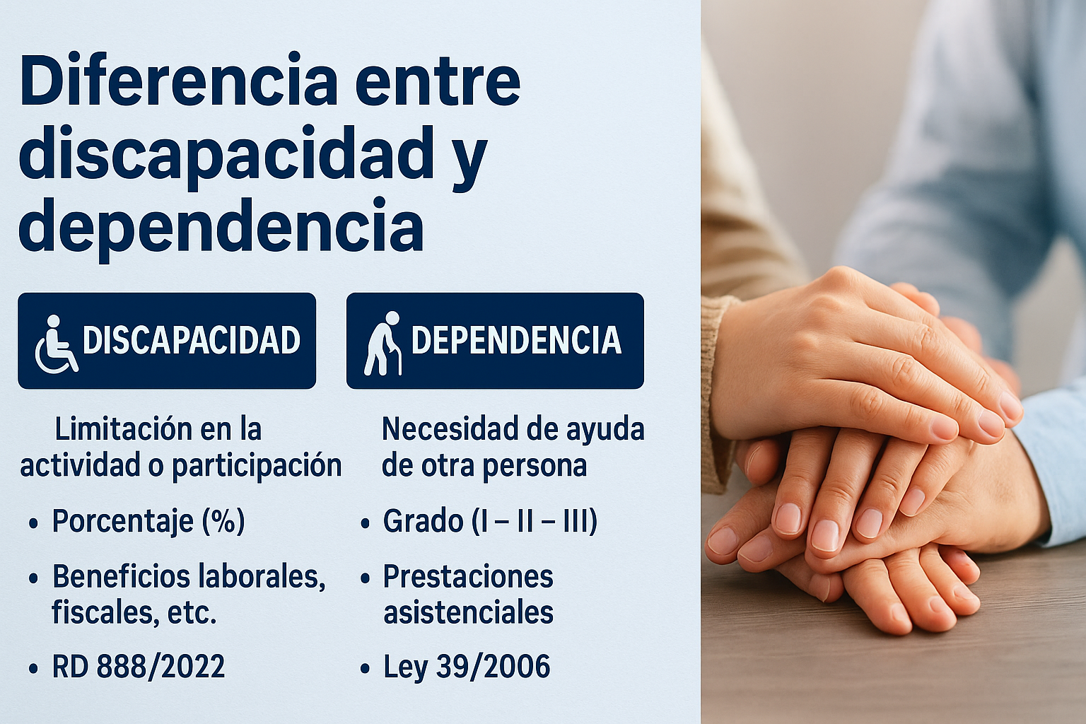 Diferencia entre discapacidad y dependencia: claves legales en 2025