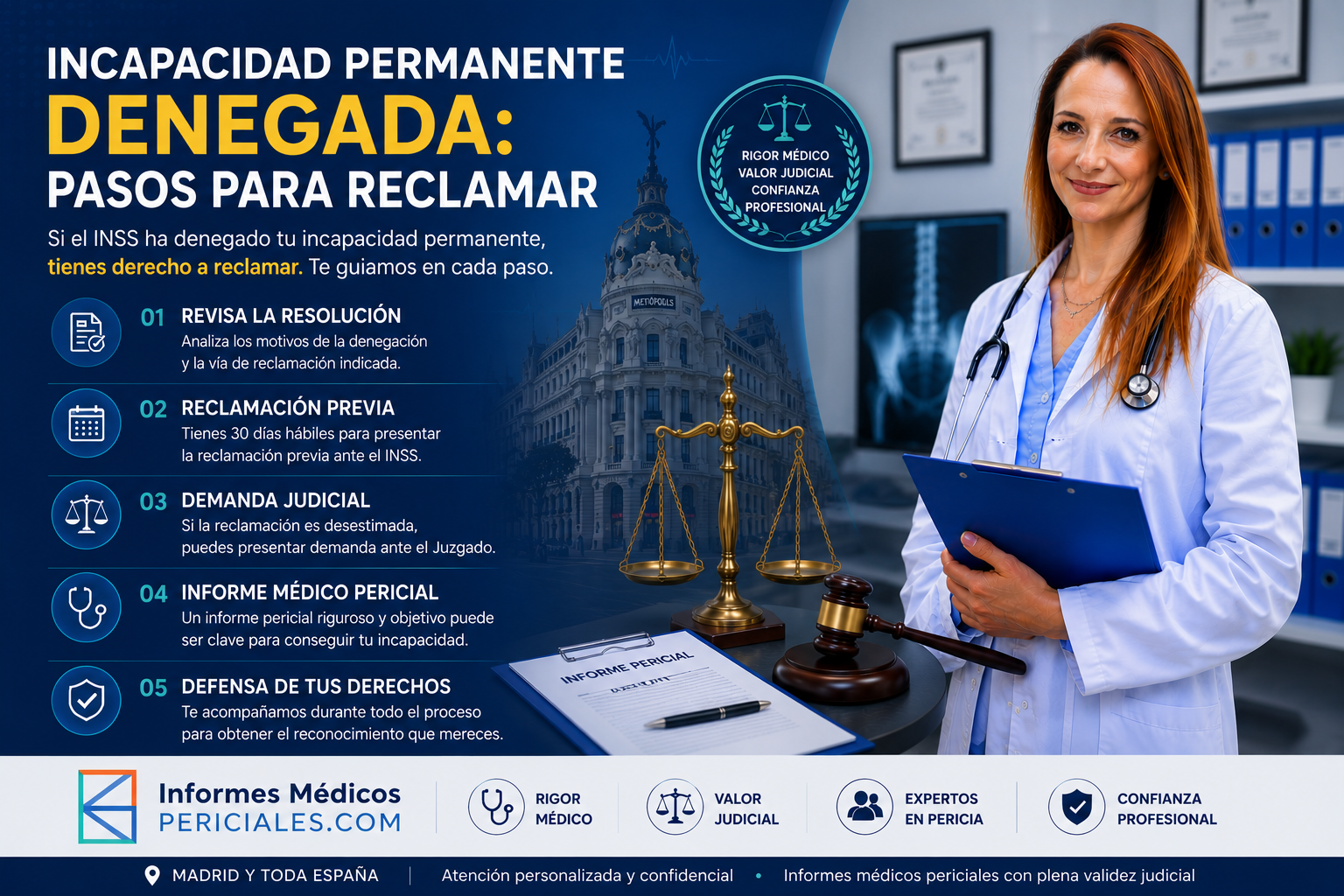 Incapacidad permanente denegada: pasos para reclamar con base médica