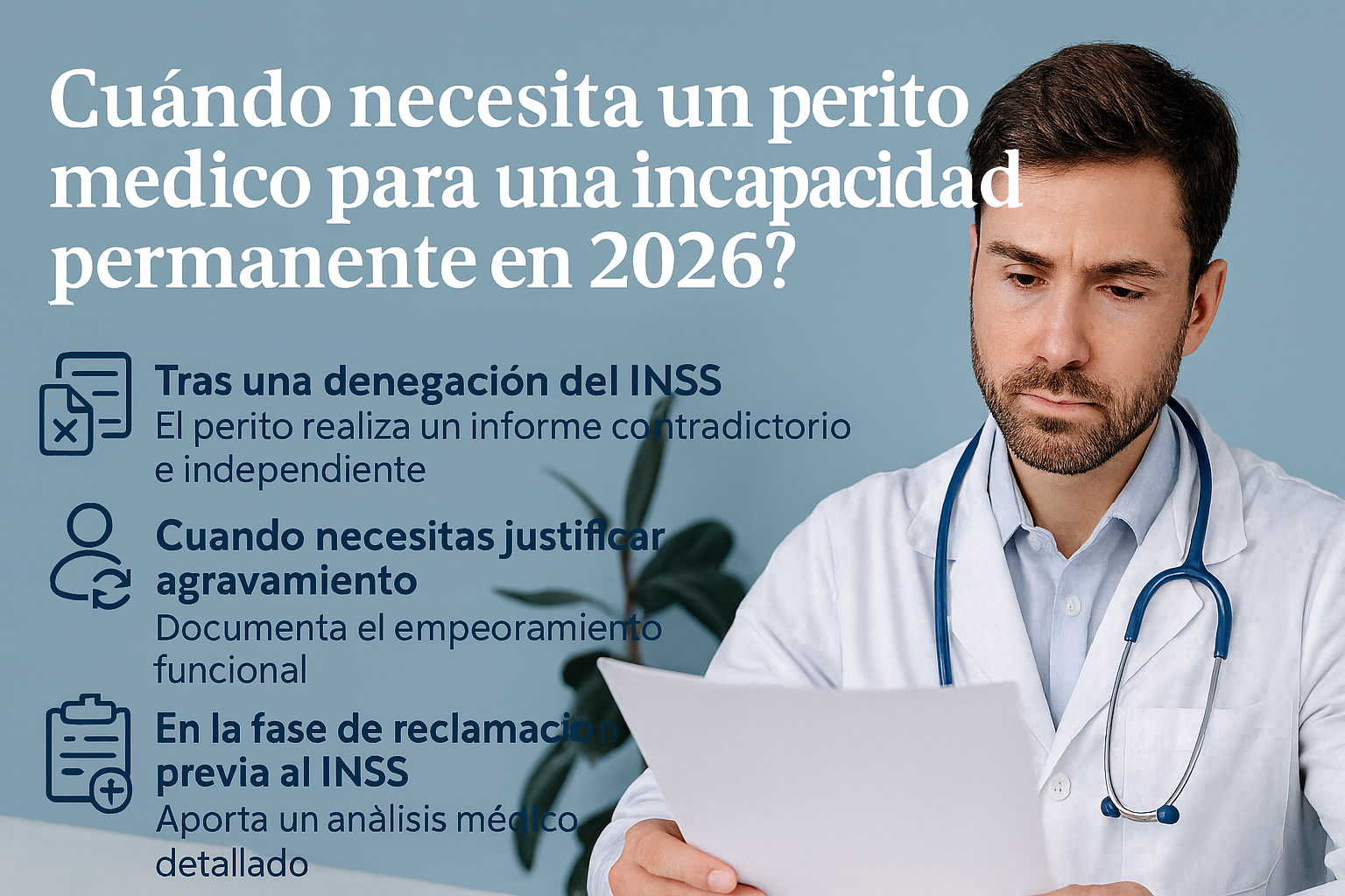 Perito médico para incapacidad permanente 2026: ¿cuándo lo necesito?